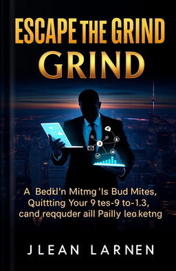 A seductive and intriguing book cover design for 'Escape the Grind: A Bad Man's Guide to Quitting Your 9-to-5 and Conquering Digital Marketing'