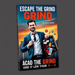 A striking and engaging book cover design for 'Escape the Grind: A Bad Man's Guide to Quitting Your 9-to-5'