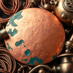 A detailed and artistic representation of copper, showcasing its vibrant reddish-brown color and metallic sheen