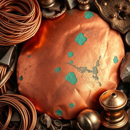 A detailed and artistic representation of copper, showcasing its vibrant reddish-brown color and metallic sheen