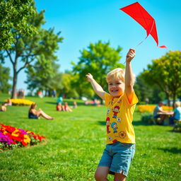 A scenic park setting filled with vibrant colors and lush greenery