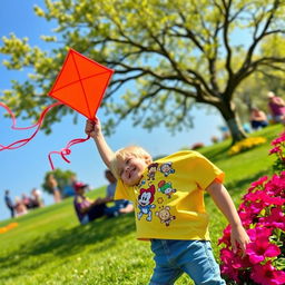 A scenic park setting filled with vibrant colors and lush greenery