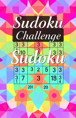 A beautifully designed Sudoku book cover, featuring a vibrant, colorful pattern that is reminiscent of a Sudoku grid