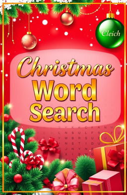 A festive and creative book cover for a Christmas Word Search book