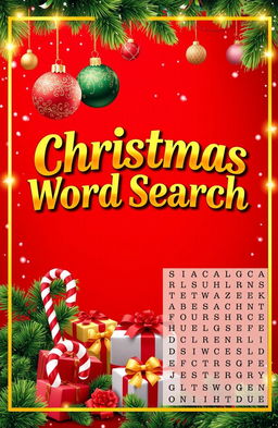 A festive and creative book cover for a Christmas Word Search book