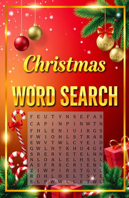 A festive and creative book cover for a Christmas Word Search book