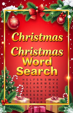 A festive and creative book cover for a Christmas Word Search book