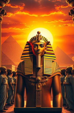 A magnificent ancient Egyptian depiction of Pharaoh Firaun (Pharaoh of the Exodus), displayed in a grandiose setting
