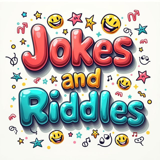 A creative title design for 'Jokes and Riddles' featuring bubbly, cartoonish letters