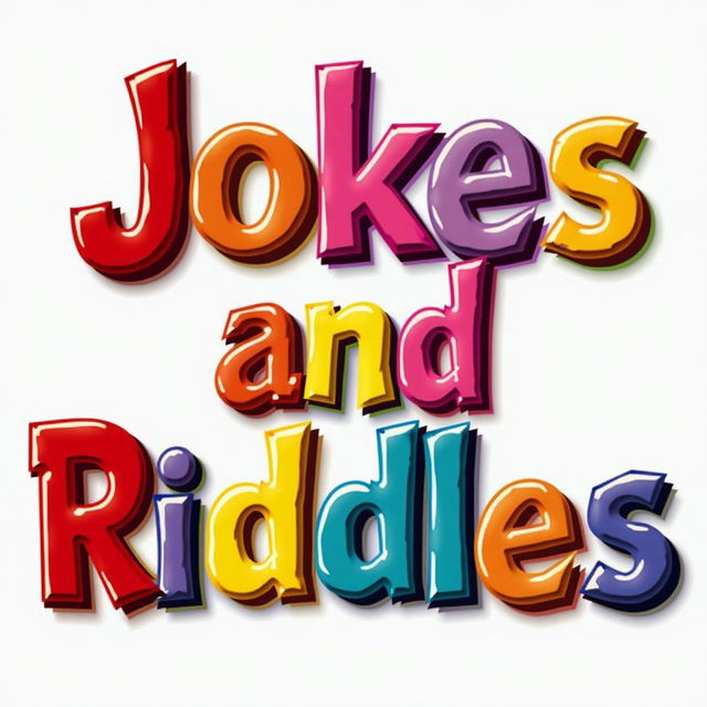 A creative title design for 'Jokes and Riddles' featuring bold block letters