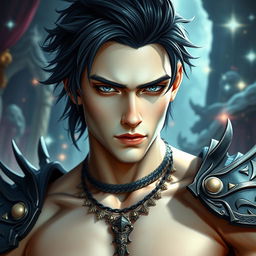 A stunningly handsome young man with a chiseled jawline and well-defined muscles, exuding strength and charisma