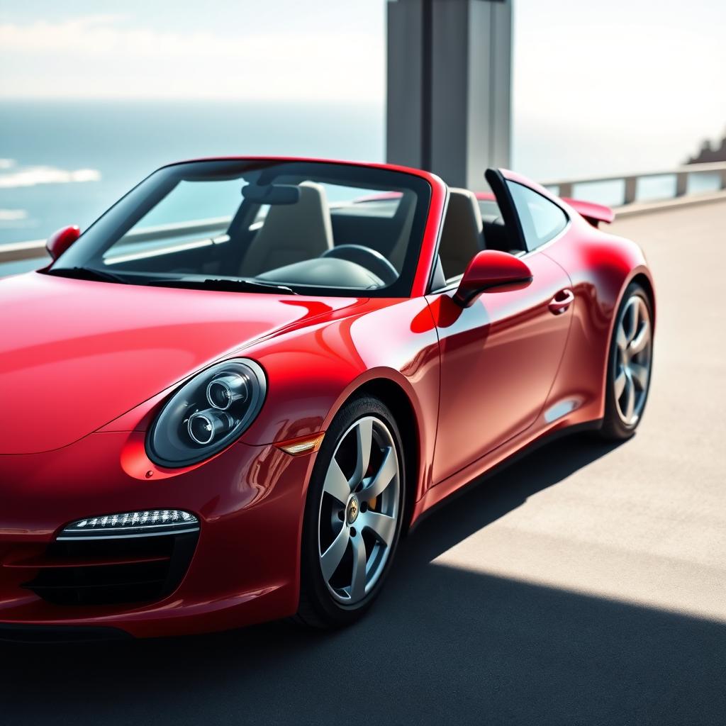 A stunning Porsche 911 sports car, showcased in a sleek and modern setting