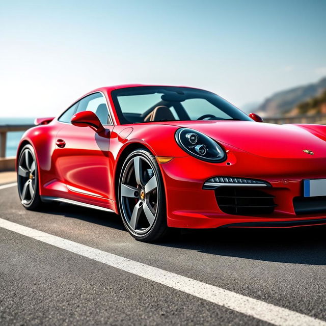 A stunning Porsche 911 sports car, showcased in a sleek and modern setting