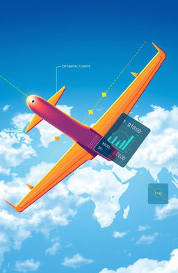 A detailed illustration of an aircraft's flight trajectory, showcasing optimal flight paths, altitude changes, and waypoints