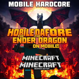 A dramatic Minecraft gameplay thumbnail, showcasing a Minecraft player character in the foreground, holding a diamond sword and shield in a fierce pose