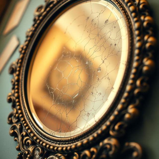 A highly detailed close-up of a mirror reflecting a pristine surface with clear dirt patterns on it