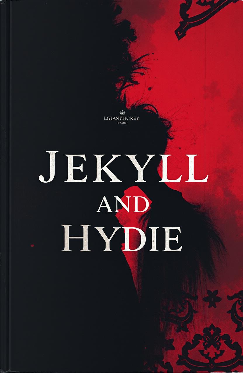A dark and atmospheric book cover for 'Jekyll and Hyde', featuring a rough, 19th-century painting style