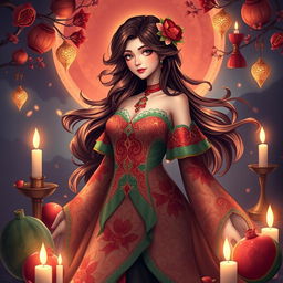 A captivating illustration of Seraphine from League of Legends, styled in an enchanting Persian Yalda theme