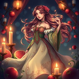 A captivating illustration of Seraphine from League of Legends, styled in an enchanting Persian Yalda theme