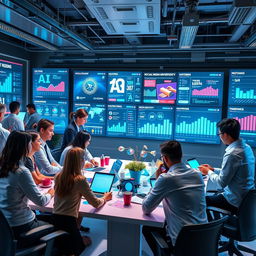 A visually engaging digital marketing campaign that showcases the power of artificial intelligence in marketing strategies