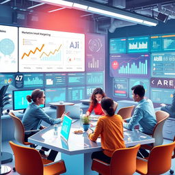 A visually engaging digital marketing campaign that showcases the power of artificial intelligence in marketing strategies