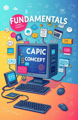 An engaging and informative illustration that depicts the basic concepts of computer fundamentals