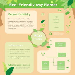 A visually appealing infographic template about Eco-Friendly Event Planner, featuring an eco-friendly color palette with shades of green, beige, and earthy tones