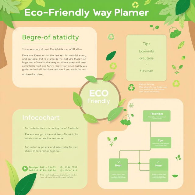 A visually appealing infographic template about Eco-Friendly Event Planner, featuring an eco-friendly color palette with shades of green, beige, and earthy tones