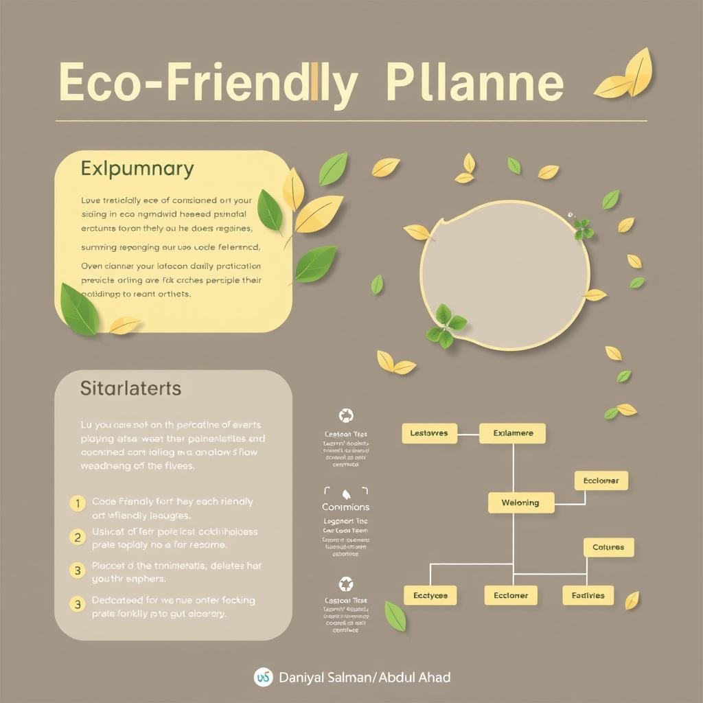 A visually appealing infographic template about Eco-Friendly Event Planner, featuring an eco-friendly color palette with shades of green, beige, and earthy tones