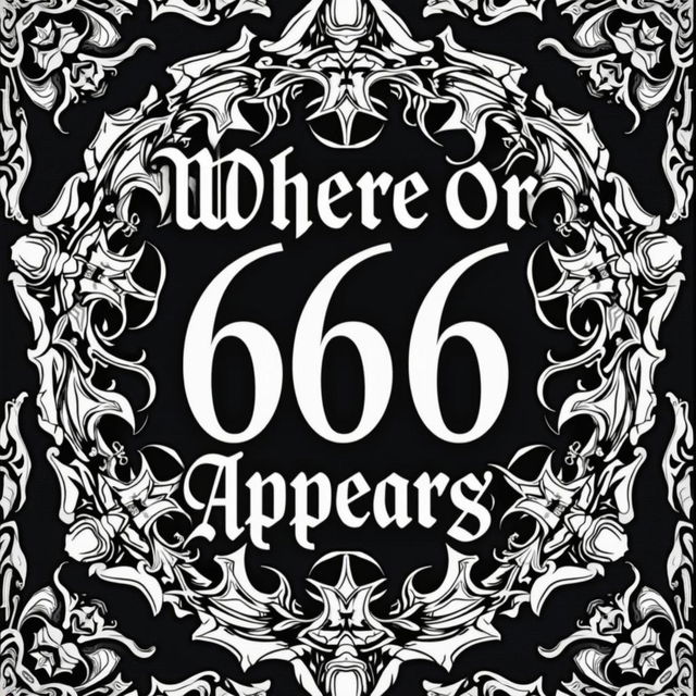 A striking black and white book introduction graphic featuring the title prominently in print: "Where 6 or 666 Appears"