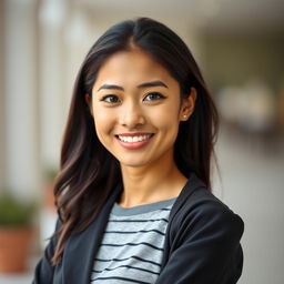 A full-body portrait of a person standing with perfect posture