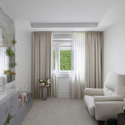 A modern, comfortable interior design for an apartment, tailored to the taste of a senior couple.