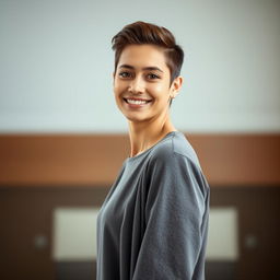 A full-body portrait of a person standing with perfect posture