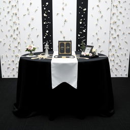 A beautifully designed program table featuring a striking black and white color scheme