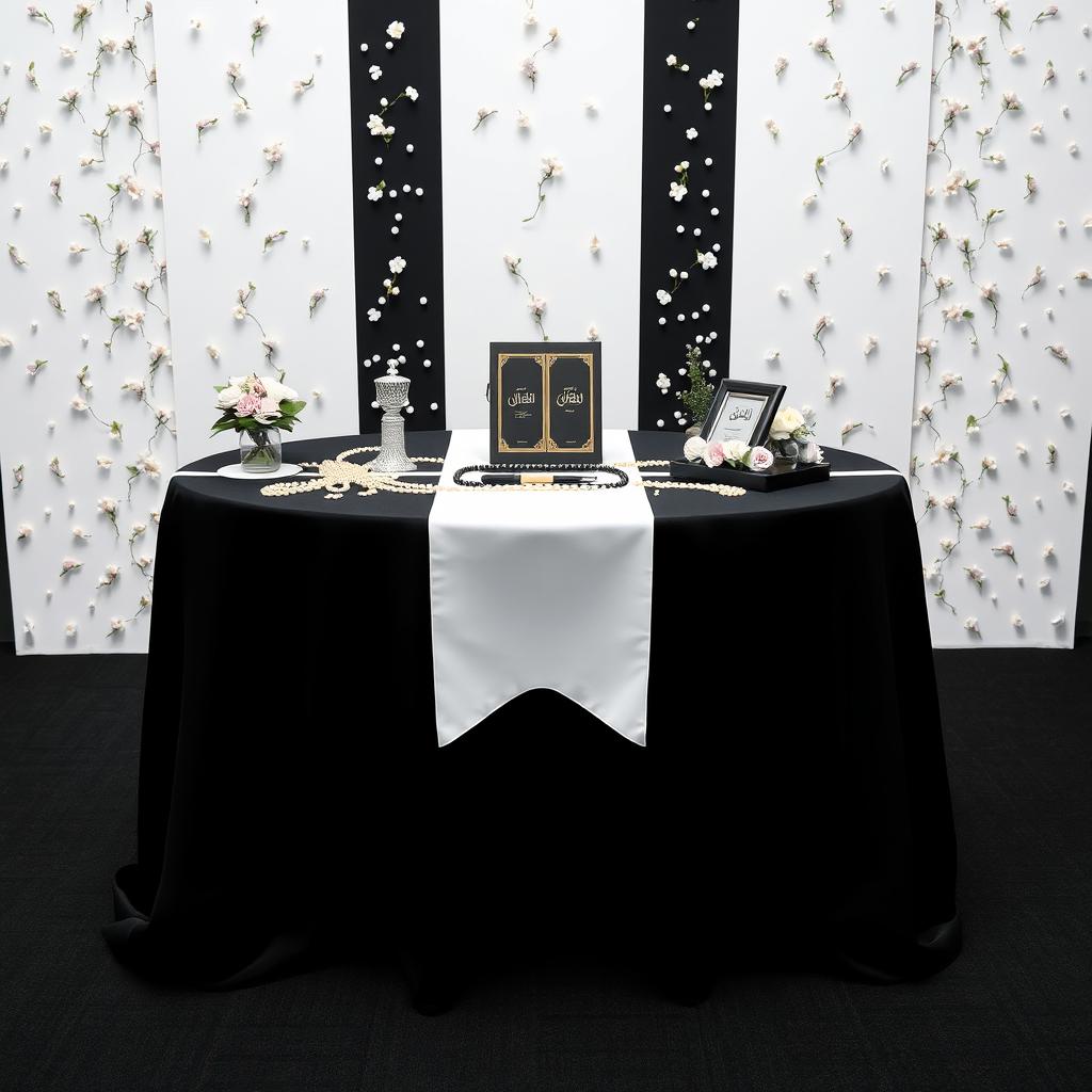 A beautifully designed program table featuring a striking black and white color scheme