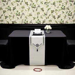 A beautifully designed program table featuring a striking black and white color scheme