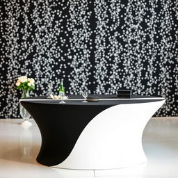 A beautifully designed program table featuring a striking black and white color scheme