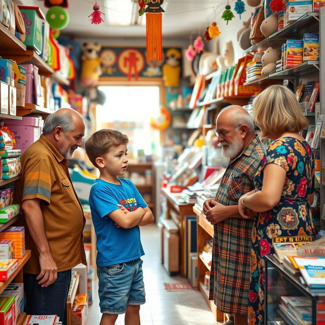 A bustling small shop filled with various colorful items and goods