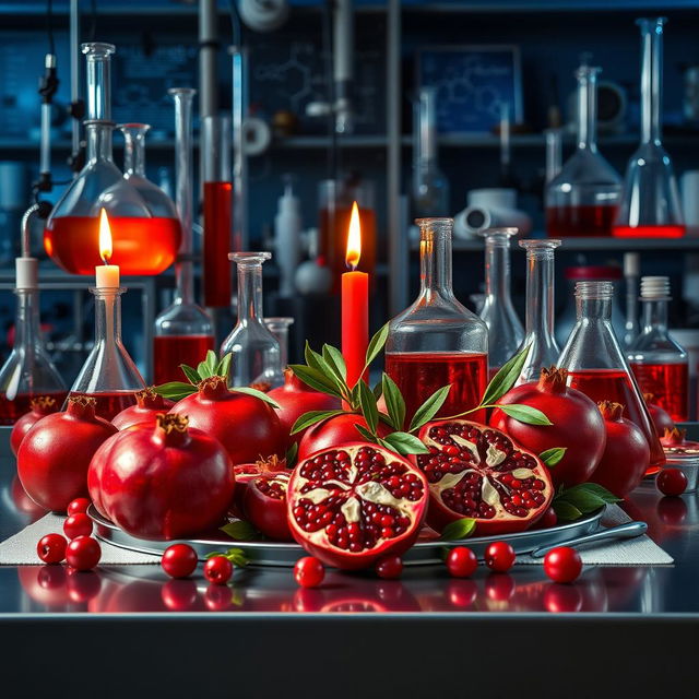 A beautifully arranged Yalda night setting featuring pomegranates, symbolizing fertility and abundance