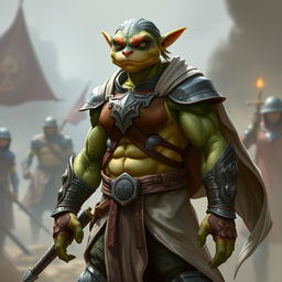 A tortle-elf hybrid character, standing in a serious battle stance