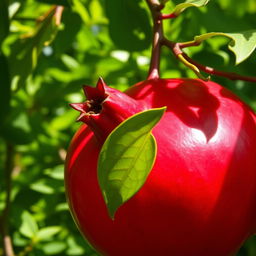 A vibrant and detailed image of a pomegranate from Shahreza (Shahreza is a city in Iran), showcasing its rich red color and glossy texture