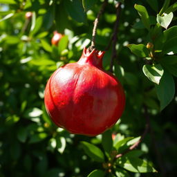 A vibrant and detailed image of a pomegranate from Shahreza (Shahreza is a city in Iran), showcasing its rich red color and glossy texture
