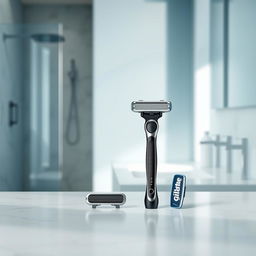 An elegant and modern background suitable for showcasing Gillette men's razors, designed to create a professional product display