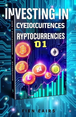 A beautifully designed eBook cover about cryptocurrency investments, featuring a digital background with vibrant, futuristic elements