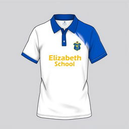 A school uniform t-shirt design for 'Elizabeth School', featuring a stylish and modern cut