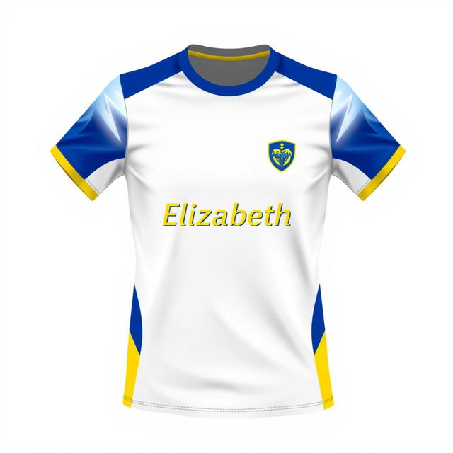 A school uniform t-shirt design for 'Elizabeth School', featuring a stylish and modern cut