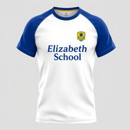 A school uniform t-shirt design for 'Elizabeth School', featuring a stylish and modern cut