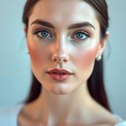 A beautifully enhanced depiction of a female face with an elegant, perfectly shaped nose