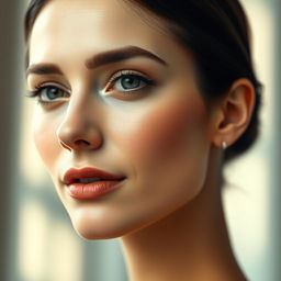 A beautifully enhanced depiction of a female face with an elegant, perfectly shaped nose