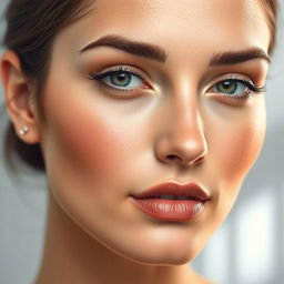 A beautifully enhanced depiction of a female face with an elegant, perfectly shaped nose